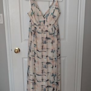 Double strap printed chiffon maxi dress